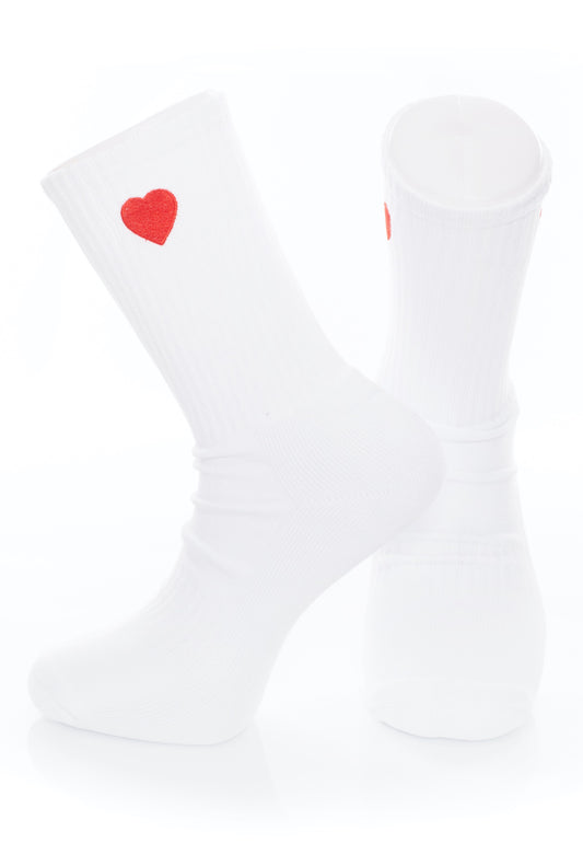 Dancitee - Heart Embroidery White - Socks | Neutral-Image